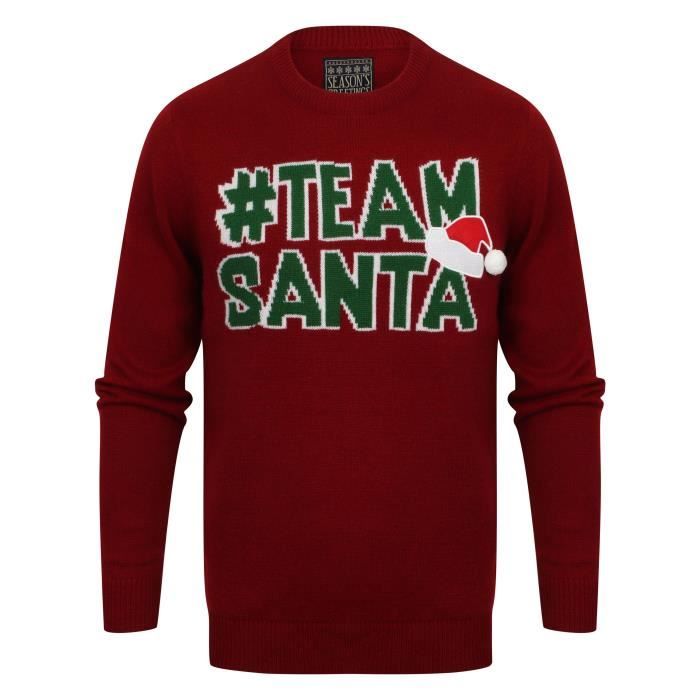 Pull de Noël Equipe Père Noël Rouge Homme