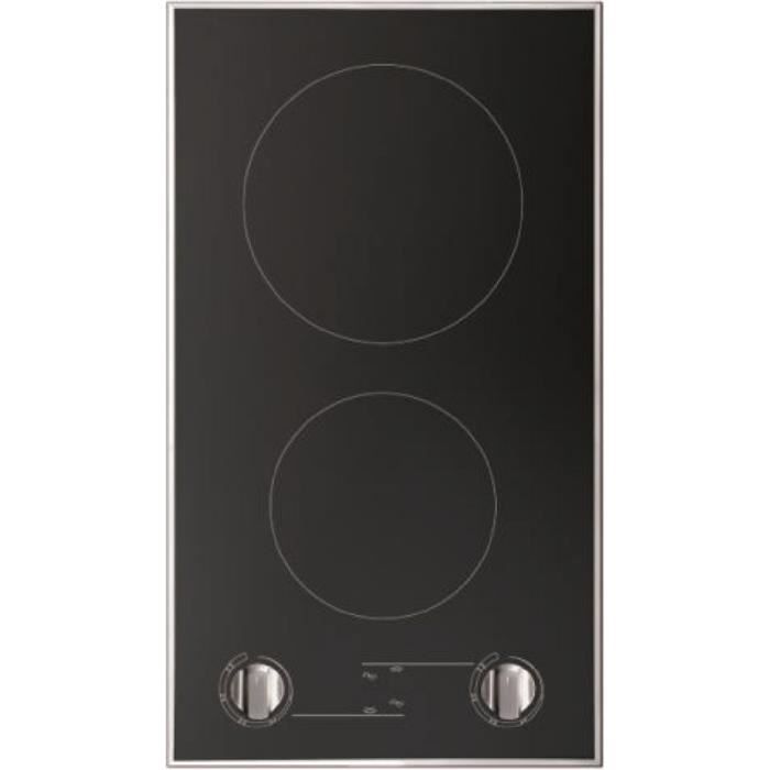 HUDSON TDO 2 MN - Table de cuisson vitrocéramique domino - 2 zones - 3000 W - L 30 cm - Revêtement verre - Noir
