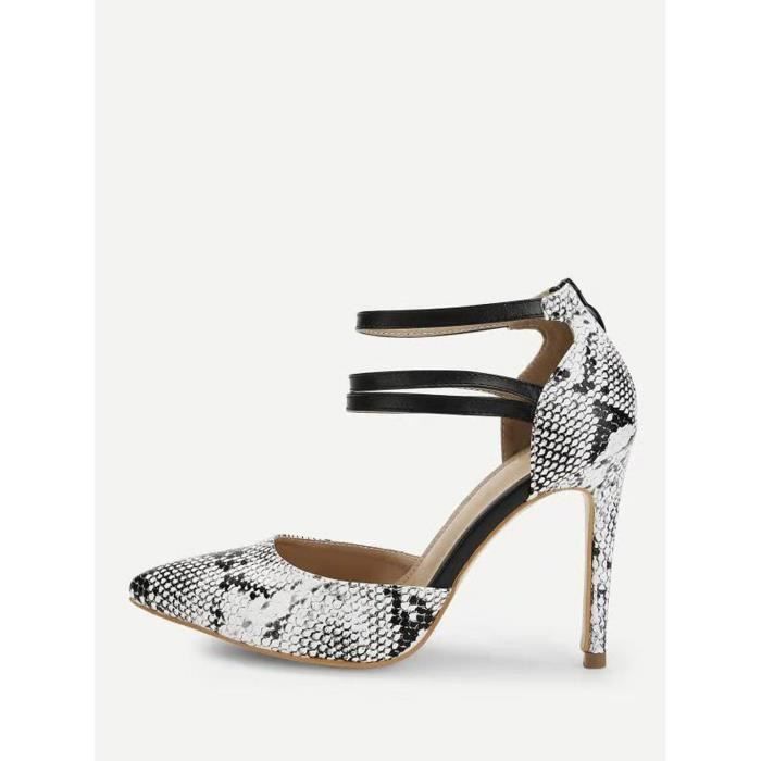 Femmes Serpent Talon Peau Anneau Motif Haut La Chaussures Des Escarpins Pieds Bout Pointu Sandales De Sexy rqHCwRr