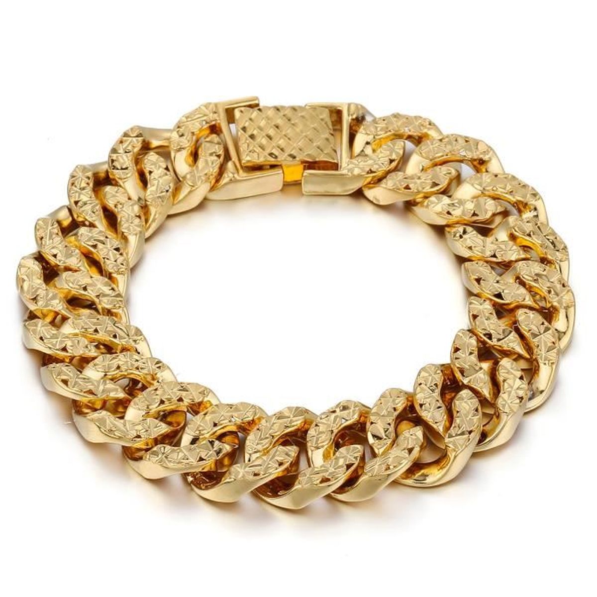 Fantaisie Brillant Hommes Femmes Bracelet plaqué or jaune ...