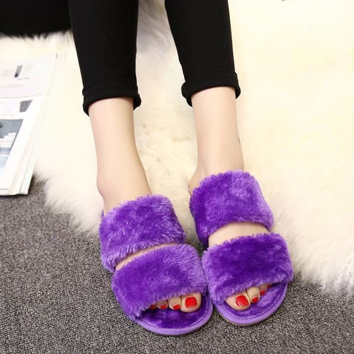 Sur Fourrure Chausson Pilerty®unisexe Sliders Faux Xxl70831495pp Femmes Plat Violet Slip Fluffy Hommes q44Rt0Bx