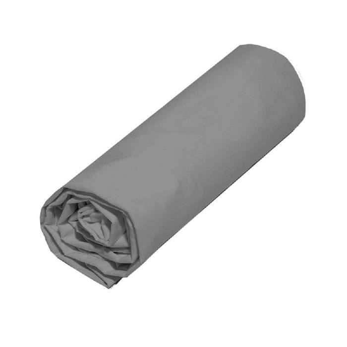 COTE DECO Drap housse Microfibre 140x190 cm - Gris anthracite