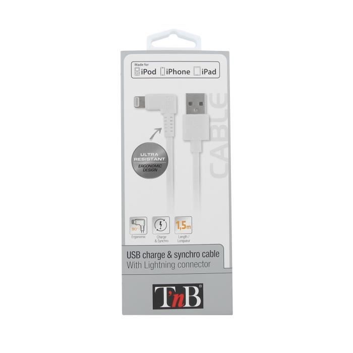 TNB Câble USB de charge Lightning 150 cm - Blanc