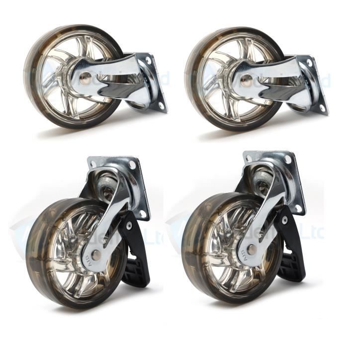 4x roulettes pivotantes avec frein 75mm marron castor roues pour