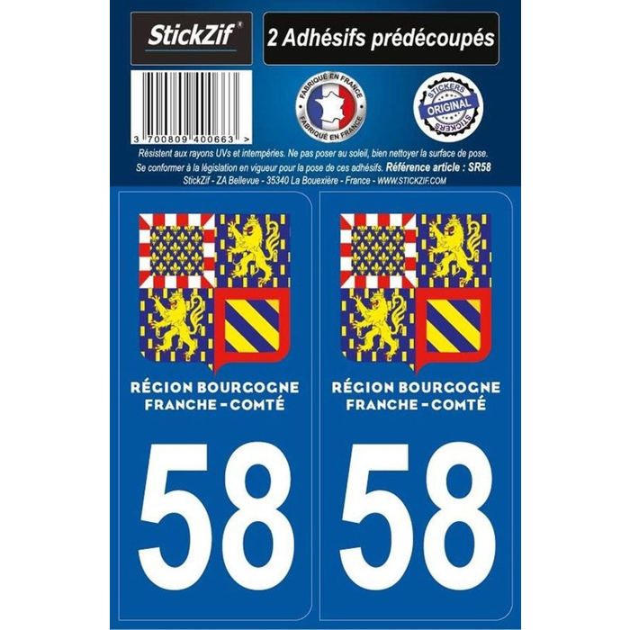 STICKZIF 2 Autocollants Région Département 58 SR58