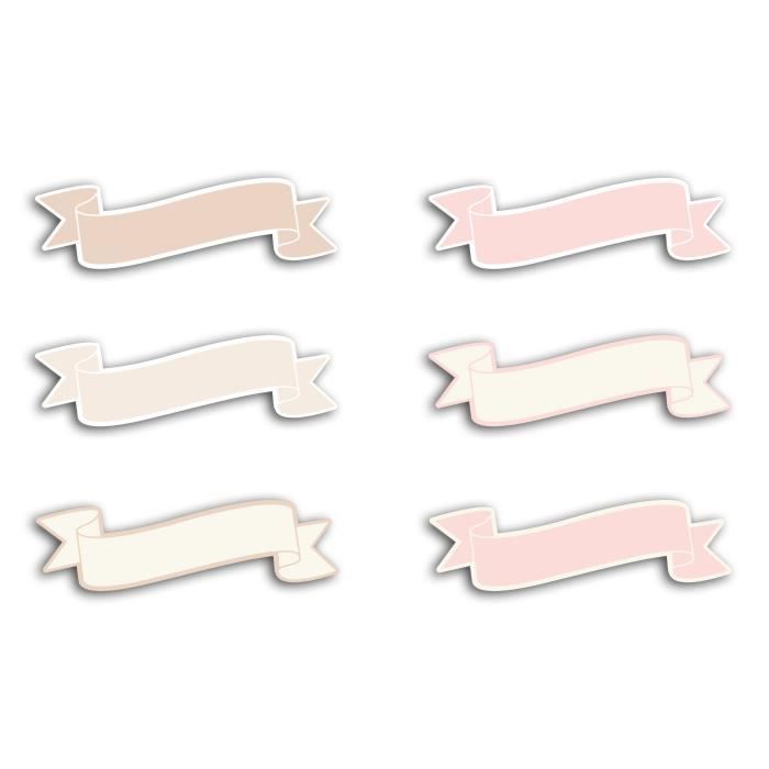 TOGA Pack de 54 Formes découpées Bannières - Beige et rose