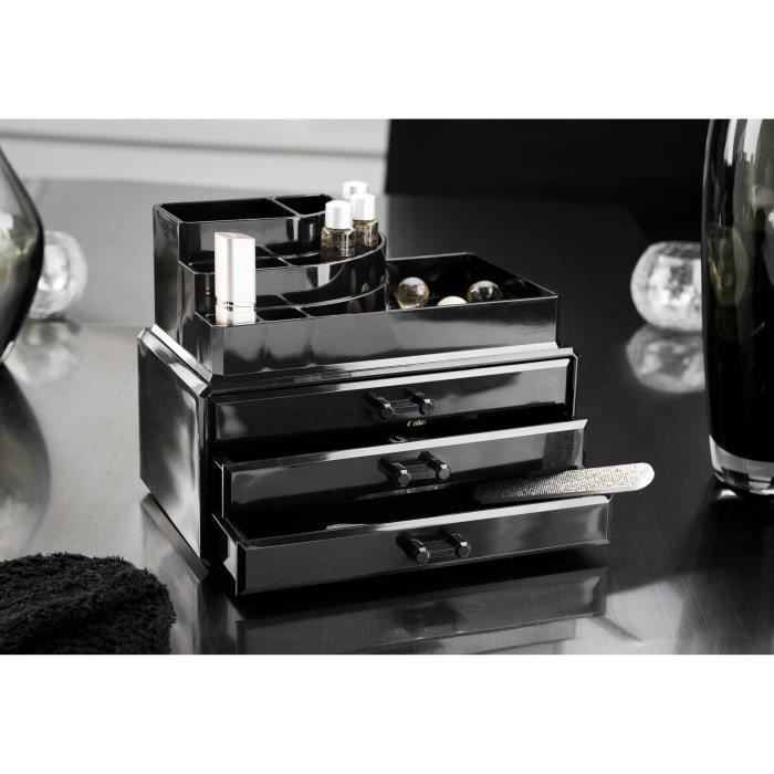 COMPACTOR Boîte de rangement bijoux 3 tiroirs - Noir