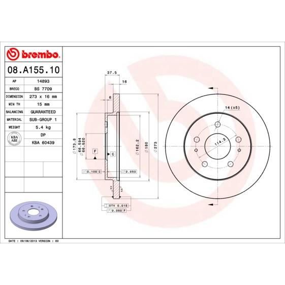 JEU DE DISQUES BREMBO 08.A155.10