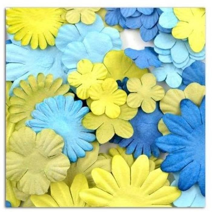 TOGA Pack de 75 Fleurs Mix Bleu Vert