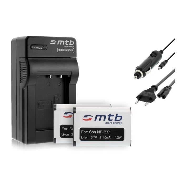 2 Batteries + Chargeur pour Sony NPBX1 pour Cybershot HX50 HX300 RX1 RX100 WX300.. HDR