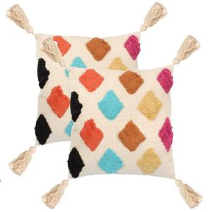 HOUSSE DE COUSSIN Coussin 2 pcs 60 x 60 cm Bohémien Multicolore Cous