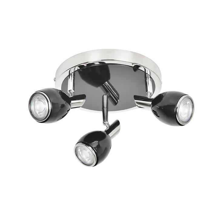 FIFTIES Spot 3 lumières LED - H 27 cm - Noir