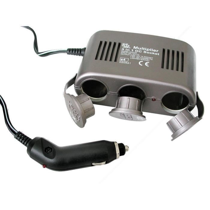 Triple prise allume-cigare - Témoin LED - Norme CE