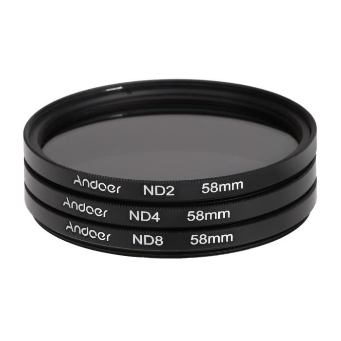 Andoer 58mm ND Kit de Filtre densité neutre (ND2 ND4 ND8) pour Nikon ...