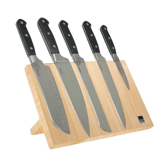 SP Bloc couteau magnétique Blade - 6 pièces - Hêtre