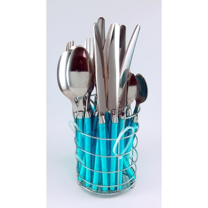 LISA D'ALBAN Ménagère 24 pièces MANGO - Turquoise