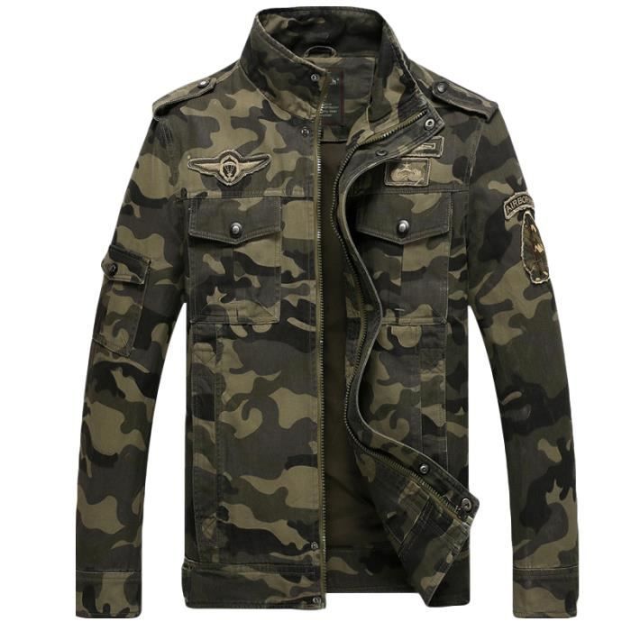Blouson de Camouflage Hommes Mode Veste Col Debout Casual ...
