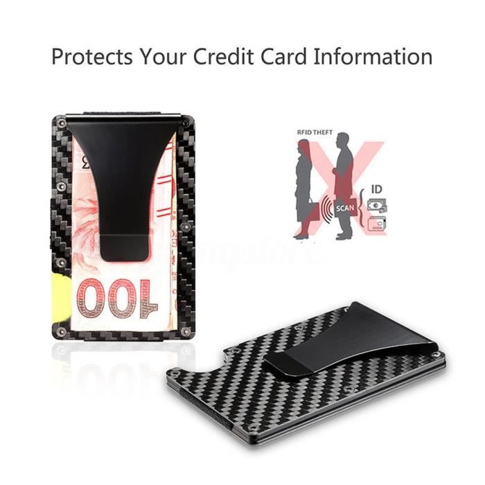 JZ Porte Carte Sécurité de Crédit Carbone Fibre Visite Portefeuille RFID Blocking HG6407