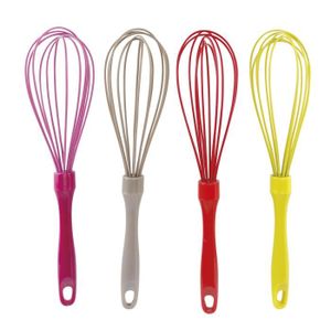 GIMEL Lot de 4 Fouets inox et silicone gris-rouge-vert-violet