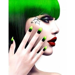 MAQUILLAGE Faux ongles adhésifs noirs et verts adulte
