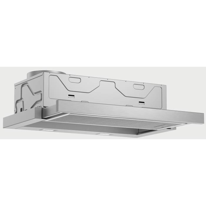 BOSCH DFM064A51-Hotte tiroir téléscopique-Evacuation / recyclage-420 m3 air / h-59 dB max-A-4 vitesses-L 60 cm-Inox