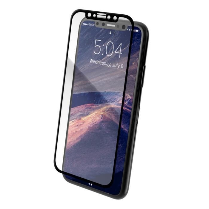 THOR Verre Trempé Noir pour iPhone X