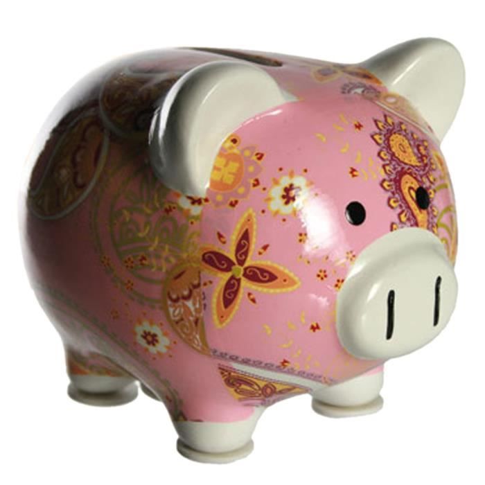 Tirelire Céramique Cochon XL 21x18x19cm - Décoration Bureau/Maison - Cadeau Original - Couleur Rouge