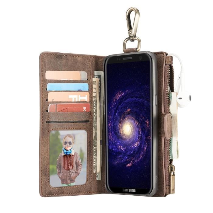 Samsung Galaxy S8 Plus étui portefeuille en cuir Véritable Marque CaseMe avec porte monnaie