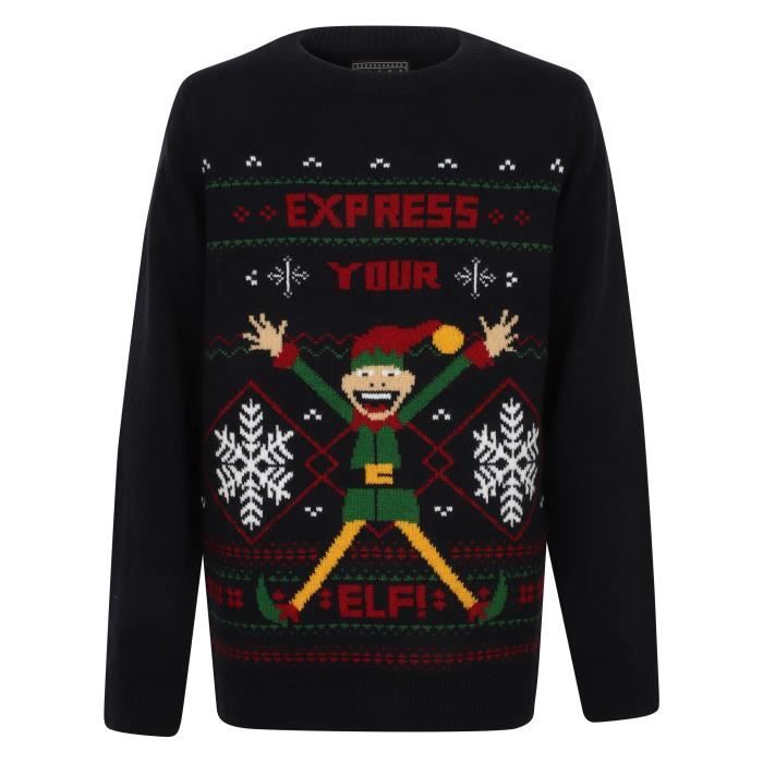 Pull de Noël Jacquard Lutin Bleu Marine Enfant Garçon