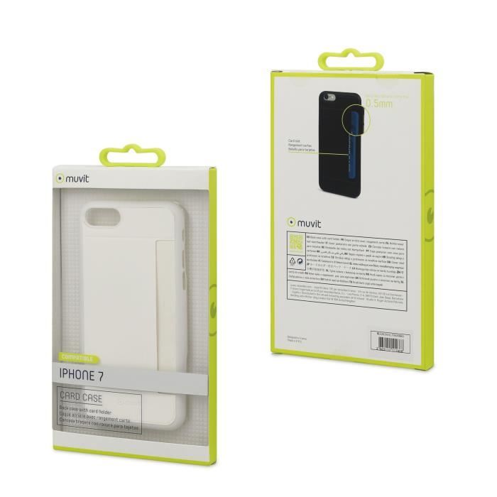 MUVIT Coque Card Case Blanc 1 Rangement Carte Pour Apple Iphone 7