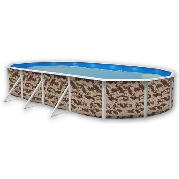 CAMOUFLAGE Piscine ovale en acier 730x366x120cm