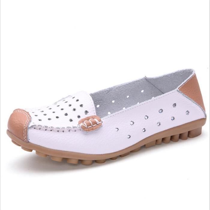 Jaune xz044blanc36 bleu blanc Leger Cuir Femme Mocassin Occasionnelles Zx Chaussure rose WgR6Hwpq