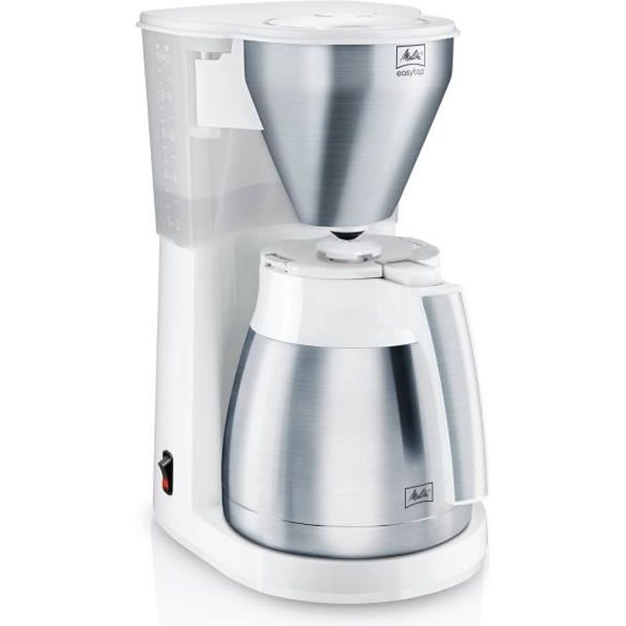 MELITTA Cafetière isotherme Easy Top Therm Inox 1010-10 - 1 L - 8 à 10 Tasses - Blanc / Acier brossé
