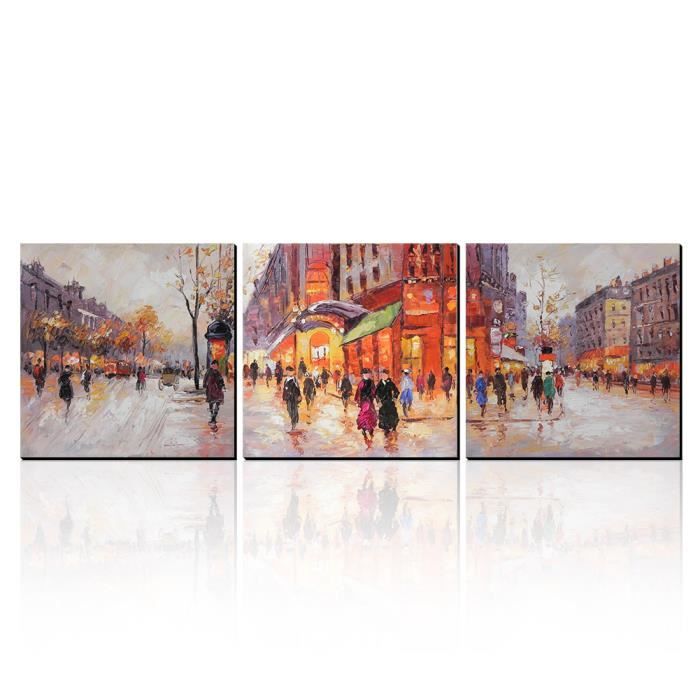 Aonbat Peinture à Lhuile Peint à La Main Paris En Automne Magasins