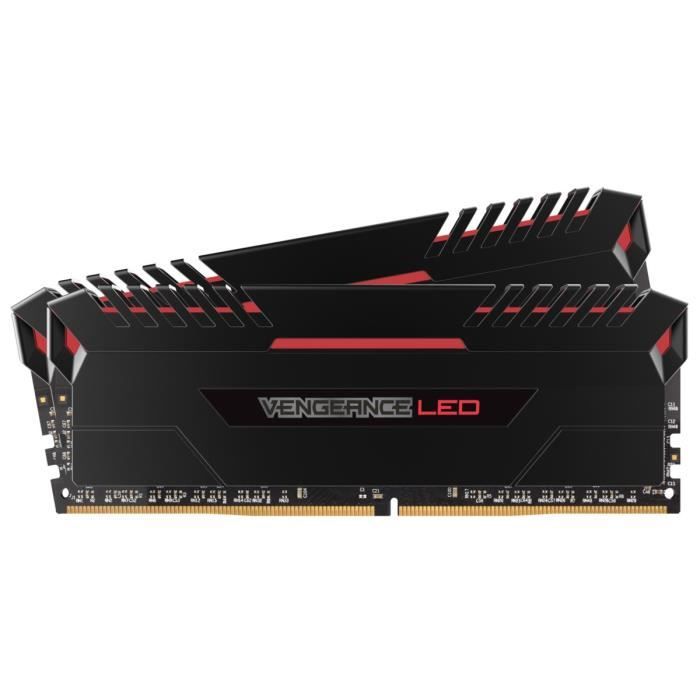 Corsair Mémoire PC Vengeance LED DDR4 - Kit 32Go (2 x 16Go) - 2666MHz - C16 - LED Rouge CMU32GX4M2A2666C16R