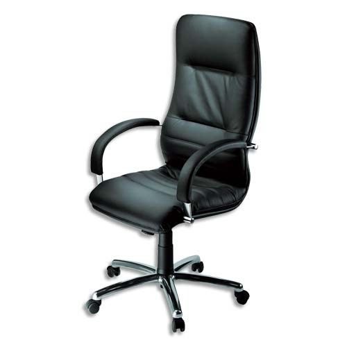 Fauteuil direction Linea Steel cuir noir 62489