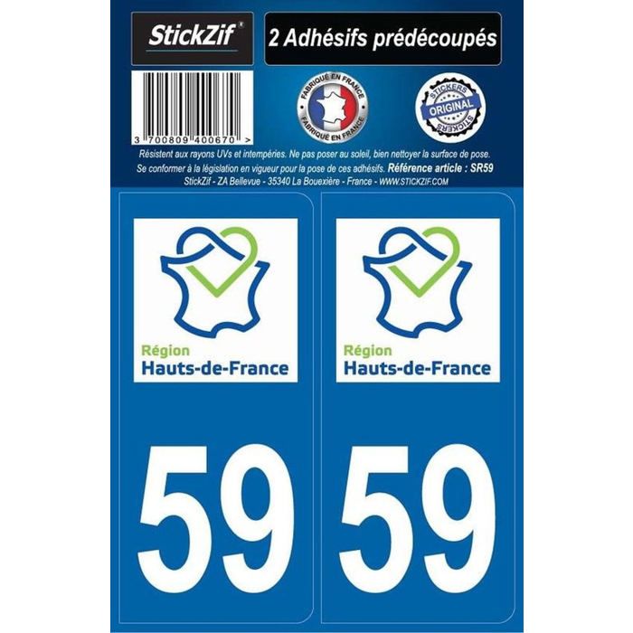 STICKZIF 2 Autocollants Région Département 59 SR59