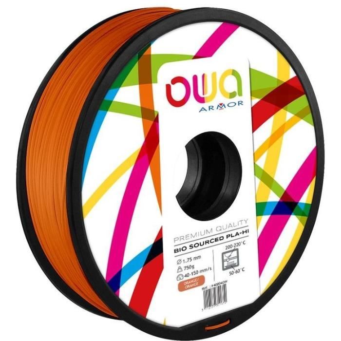 OWA Bobine de Filaments pour imprimante 3D - PLA Hi - Orange