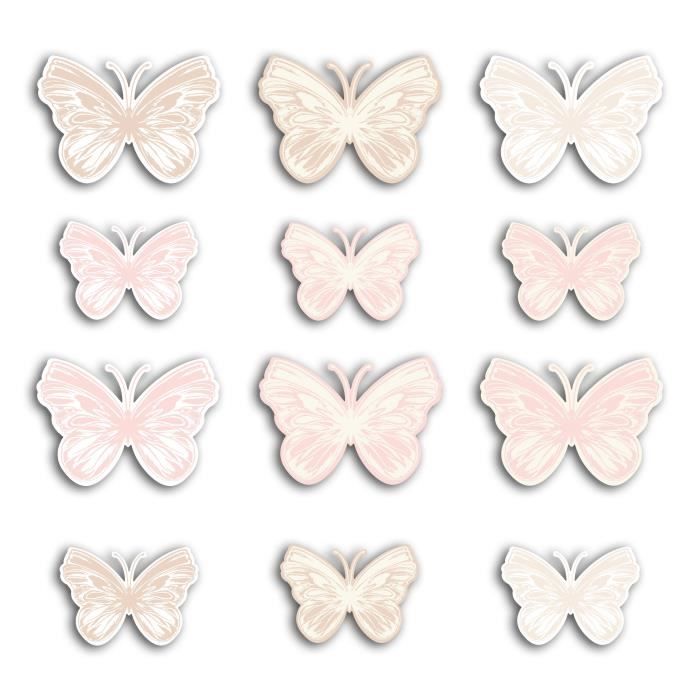 TOGA Pack de 60 Formes découpées Papillons - Beige et rose