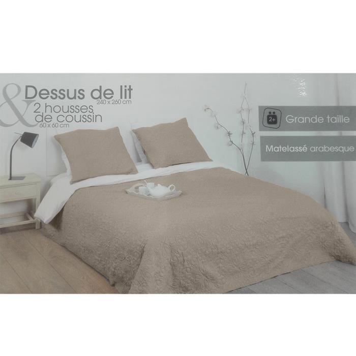 Dessus de lit 240 x 260 cm Arabesque Lin + 2 taies 240x260 ...