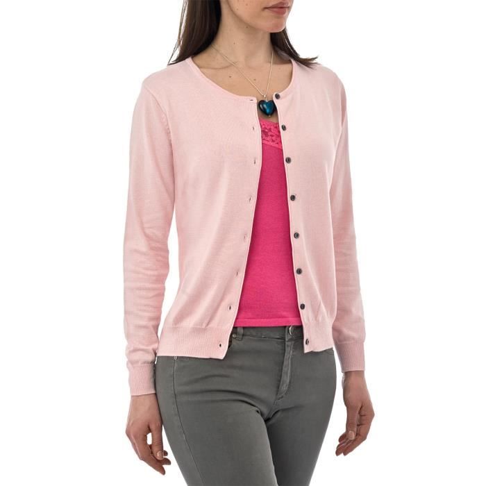 Wool Overs Cardigan  femme   col Rose  poudr  Rose  