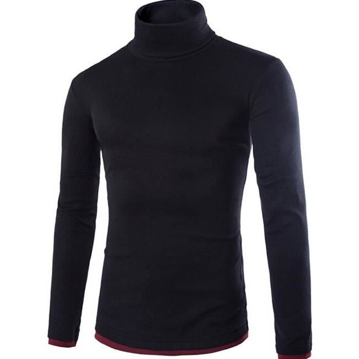 Pull col roule homme noir - Achat / Vente Pull col roule ...