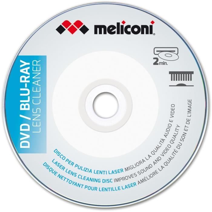 MELICONI Disque nettoyant pour lecteur DVD et Blu Ray