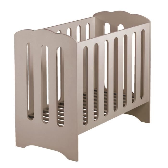 MUFFING Lit Berceau à Barreaux 50x100 cm - Taupe
