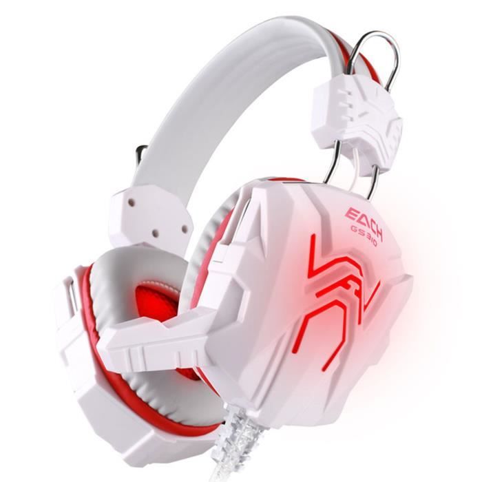 Hot Gaming Casque Stéréo Ordinateur Jeu Casque Avec Micro Led Red