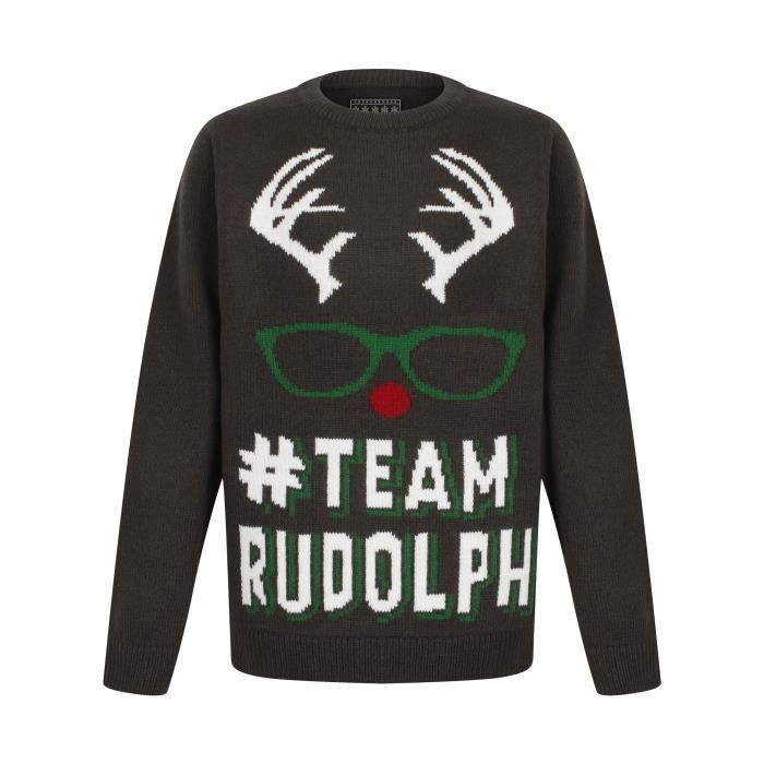 Pull de Noël Renne Gris Chiné Enfant Garçon