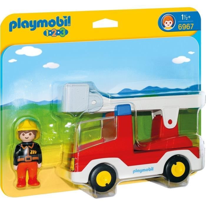 Playmobil 1.2.3 : Camion de pompier avec echelle pivotante (6967)
