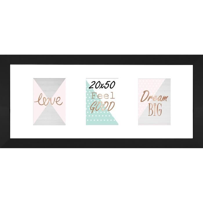 Cadre multivue - 3 vues - MDF - 20x50 cm - Noir mat