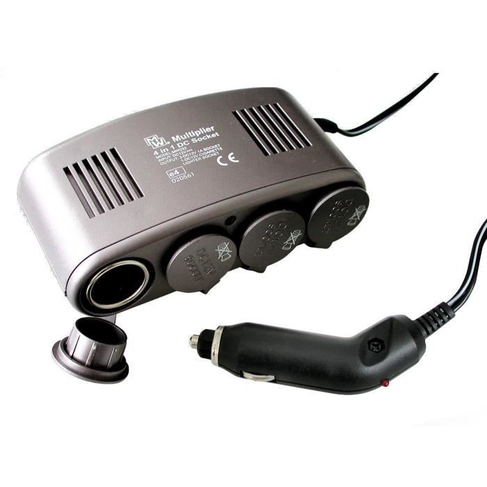 Quadruple prise allume-cigare - Témoin LED - Norme CE
