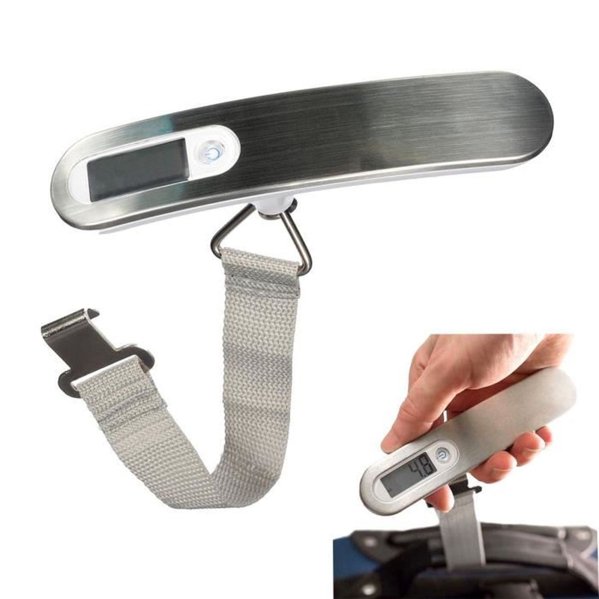 Pèse-bagages Numérique INTIRILIFE - Balance à Main Pour Valises, Sacs - Écran LCD, Sangle Robuste - Portable Et Précis - Évite Les Surcharges
